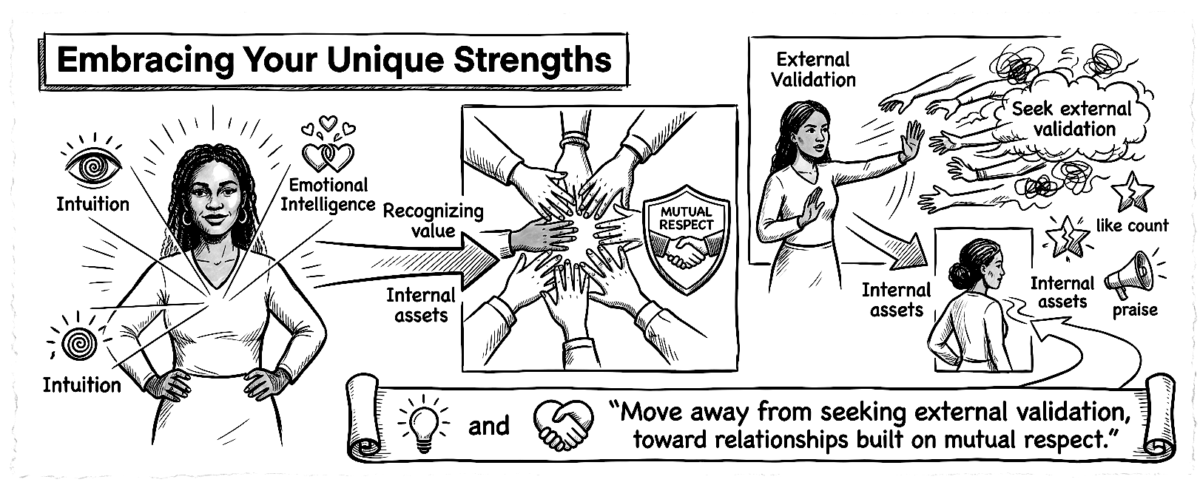 Illustration of building trust and validation in healthy relationships.