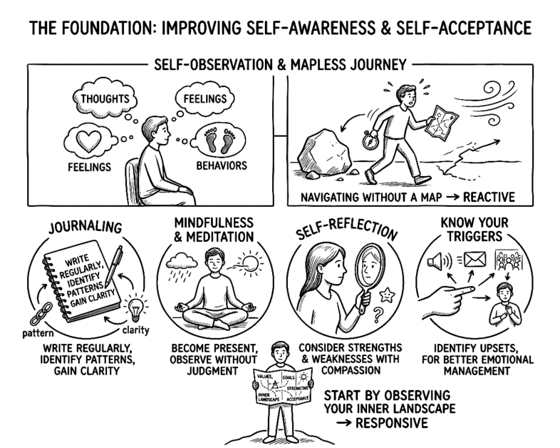 Self-awareness and self-acceptance for emotional well-being.