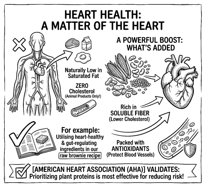 Diagram showing heart-healthy foods and ingredients for better cardiovascular health.