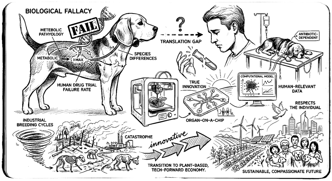 Illustration highlighting problems with dog breeding and its impact on health and genetics.