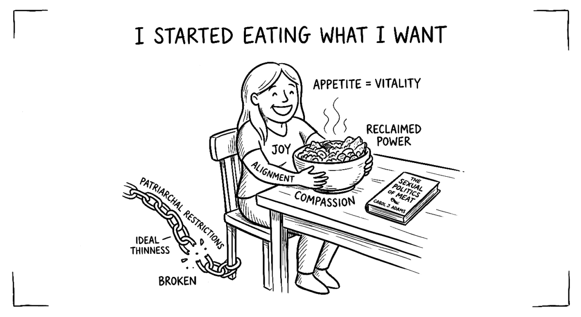 Woman enjoying a healthy meal with positive emotions and mindful eating practices.